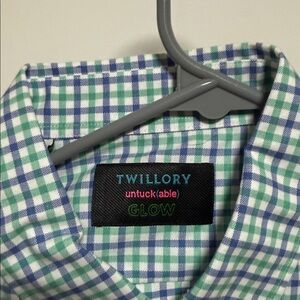Twillory Men's Green and Blue Checkered Casual Button Down Shirt